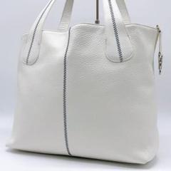 【美品】ハマノ リゼ トートバッグ レザー シボ革 A4可 ビジネス ホワイト