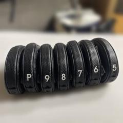 PING アイアンカバー 8個セット 黒 黒毛糸多色数字混合アイアンセット ゴルフアイアンヘッドカバー