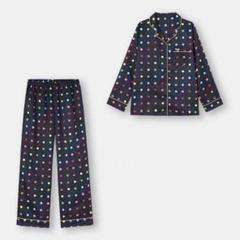 【GU×明治コラボ】XXL サテンパジャマ 上下セット ドット柄 ルームウェア