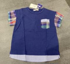 センスオブワンダー　マドラスチェックレイヤードTシャツ100cm ネイビー