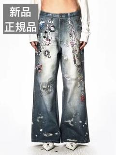 DND4DES×Faychui Acid Graphics Distressed Wide-Leg Jeans