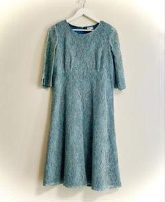 EMMAJAMES NEW YORKのネイビーのレース長袖Aラインドレス