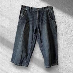 コットン製 ダークブルー デニム ハーフ パンツ