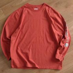 Carhartt ロンTEE/LOOSE FIT/袖プリ/朱色/古着/XL