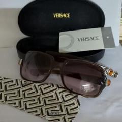 VERSACE ストーン装飾 パープル　サングラス VERSACE ヴィンテージサングラス パープル ピンク ストラス