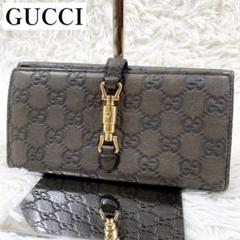 【✨極美品✨】 グッチ ジャッキー シマレザー 長財布 グレー
