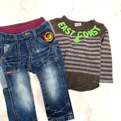JUNK STORE キッズ(男の子) デニム ロンＴ ２枚 90 ブラウン