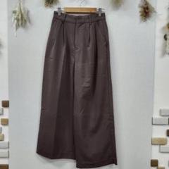 【オペークドットクリップ】 ワイドパンツ （S） バックゴム 薄手 ブラウン