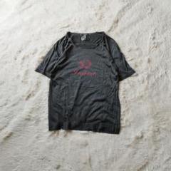 【希少レア】Y2K レーヨン ダメージ加工 プリント Tシャツ フェード 黒 赤