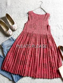【PLEATS PLEASE 】花柄メッシュプリーツ 総柄ノースリーブワンピース
