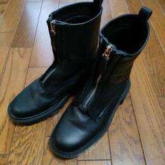 SUMI STYLE スミスタイル　フロントジップレザーブーツ　黒　Ｌ SUMI STYLEスミスタイルフロントジップレザーブーツBLACKL