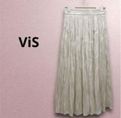 ViS ビス　ロングプリーツスカート　サテン　光沢　ウエストゴム　美品　夏
