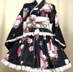 浴衣ドレス 大人用 フリーサイズ イチゴ柄 ピンク 量産型 姫ギャル 平成女児 浴衣ドレス 帯 地雷系 量産型 y2k 平成 姫系 ギャル 大人 M〜L