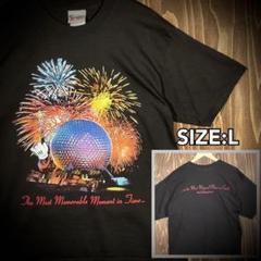 ディズニー　両面プリント　tシャツ　L ブラック　花火　アニバーサリー　2000