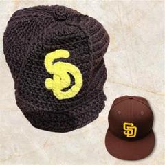SDロゴ刺繍付きブラウンキャップ　野球　メジャーリーグ　サンディエゴ　子供　帽子