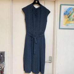極美品　コムサイズム　COMME CA ISM ワンピース　水玉　プリーツ　L