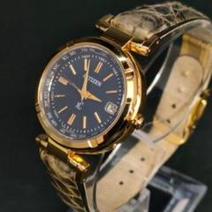 希少 美品　CITIZEN　シチズン　XC　ネイビー　ゴールド　ソーラー　腕時計