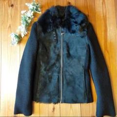 美品】EPOCA 羊革 毛皮 ドッキングニットライダースジャケット 40