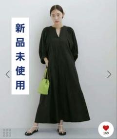 アダムエロペ　バルーンスリーブリネンワンピース