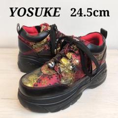 YOSUKE 厚底 靴 スニーカー 和柄 Lサイズ YOSUKE】ヨースケ 和柄 厚底 スニーカー 24.5cm サイドジップ