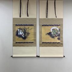 美品 掛け軸 尾形光琳筆 重要文化財「風神雷神図」双幅 シルク