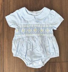 SHEIN ベビー水色と白のストライプ襟付き上品ロンパース 3-6M