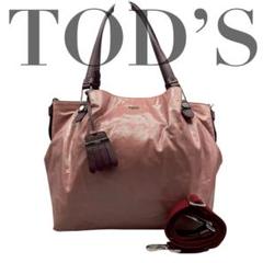 TOD’S トートバッグ 2way ロゴ チャーム エナメル