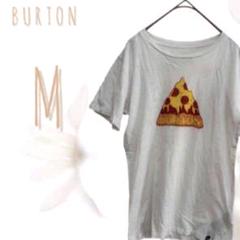 【BURTON】バートン　Tシャツ　パロディ　ピザ　 ホワイト 白　M 140
