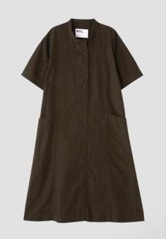 MHL.◇24SS/COTTON HEMP TWILL/半袖ワンピース/1/コットン/GRN
