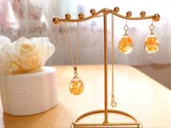 雫の中でゆらゆら揺れる金木犀ㅤセット （UVレジン）ハンドメイド セット割