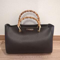 美品【Deuxieme classes】バンブートートバッグ ブラウン バンブートートバッグ(ONE SIZE ブラウン): ファッション雑貨