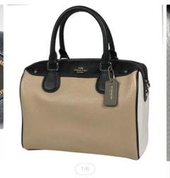 【最終値下げ】COACH ベージュ 黒 ハンドバッグ　ショルダーバッグのサムネイル