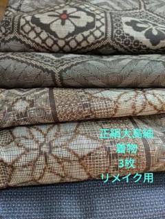 1309番値引き 正絹大島紬着物3枚 リメイク用 龍郷 アンティク 男