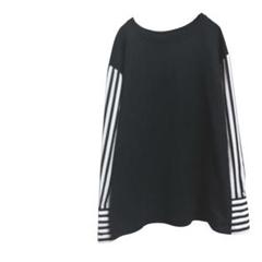 【M】ストライプスリーブ長袖カットソー