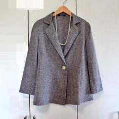 アクアスキュータム　ツイードテーラードジャケット　襟本革切り替え　Lサイズ　美品 AQUA SCUTUM - 美品 Aquascutum アクアスキュータム lyria社生地