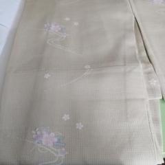 絽小紋 縦絽 蛍ぼかし 灰桜色 薄物 正絹 反物 TN