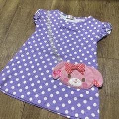 ボンボンリボン 半袖 ワンピース 水玉 110cm 中古品