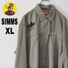usa古着 SIMMS　長袖ボタンフィッシングシャツXL　ライトカーキ
