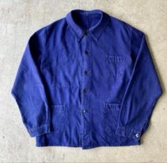 50s~60sフランス ブルーコットンツイル フレンチワーク - メルカリ
