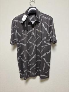 新品1PIU1UGUALE3 GOLF24SSランダムロゴ総柄ポロシャツ灰Ⅵ