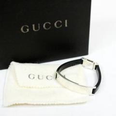 GUCCI グッチ ブレスレット プレート ラバー SV925 シルバーブラック