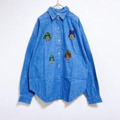 【ナラカミーチェ】 デニムシャツ 　長袖シャツ　刺繍　ヴィンテージ　大きめ