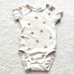 ベビー服 6-9m 60 半袖 ロンパース かわいい ハチ ベージュ 夏