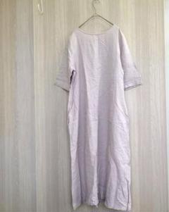 レディース ロングワンピース カットソーワンピース 長袖 パープル フリー