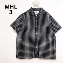 ♡美品♡マーガレットハウエル　シャーティングリネン ストライプシャツ　麻　丸襟 MARGARET HOWELL - MHL. MARGARET HOWELLマーガレットハウエル
