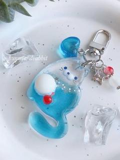 ブルーハワイ♬.*゜クリームソーダ猫さんキーホルダー