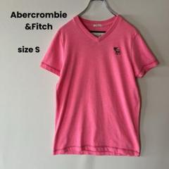 Abercrombie&Fitch Tシャツ Vネック 刺繍 ピンク S