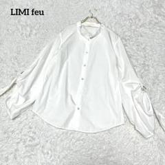 LIMI feu ネイビーwool100% プリーツシャツS