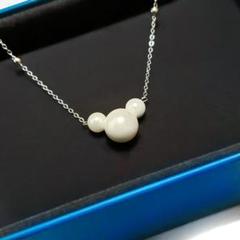 NA073【テーマパークデートに⭐】ネックレス 動物モチーフ 真珠 純銀チェーン