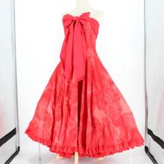 【美品 フラダンス衣装】レッド kukui ワンピース ドレス 光沢 赤 無地 フラダンス 無地 ワンピースドレス レッド 1133a : emika - 通販